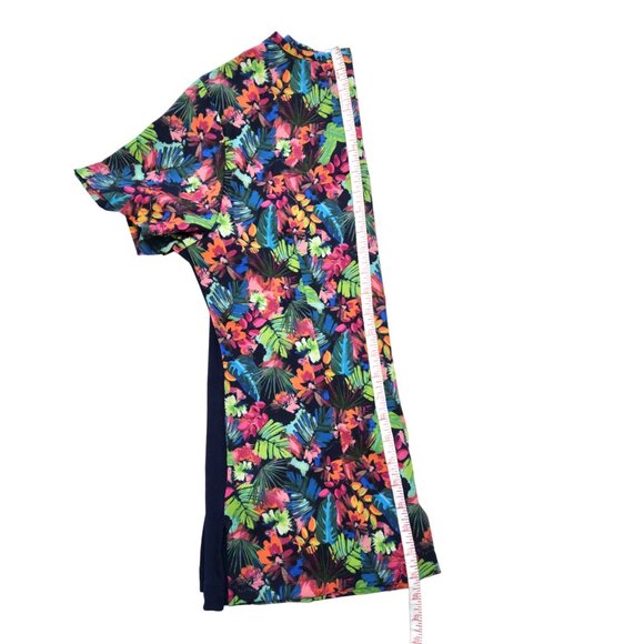 NWT Planet Koi Bright Tropical Print Scrub Top with Stretch Knit Sides Size S - Picture 15 of 16